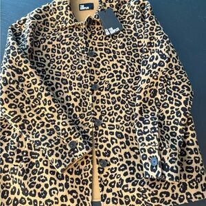 The Kooples Leopard Print Jacket - Black and Tan